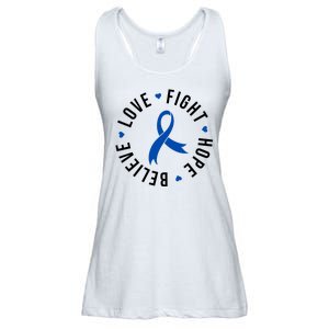 Love Fight Hope And Believe Colon Cancer Awareness Ladies Essential Flowy Tank