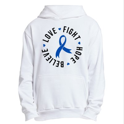 Love Fight Hope And Believe Colon Cancer Awareness Urban Pullover Hoodie