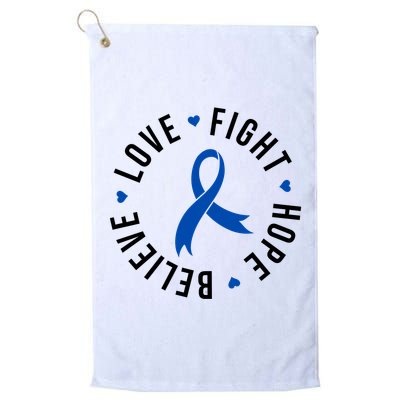 Love Fight Hope And Believe Colon Cancer Awareness Golf Towel