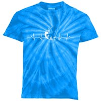 Lake Fishing Hobby Fisher Heartbeat Fathers Day Fishing Gift Kids Tie-Dye T-Shirt