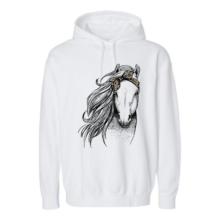 Leopard Face Horseback Riding Horse Lover Garment-Dyed Fleece Hoodie