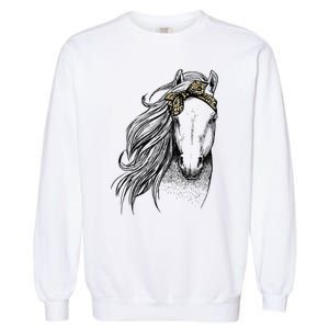 Leopard Face Horseback Riding Horse Lover Garment-Dyed Sweatshirt