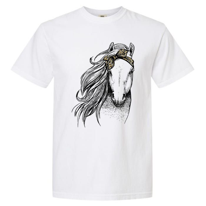 Leopard Face Horseback Riding Horse Lover Garment-Dyed Heavyweight T-Shirt