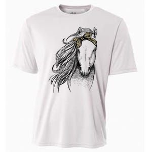 Leopard Face Horseback Riding Horse Lover Cooling Performance Crew T-Shirt