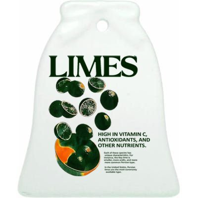 Limes Funny High In Vitamin C Antioxidants Other Nutrients Ceramic Bell Ornament