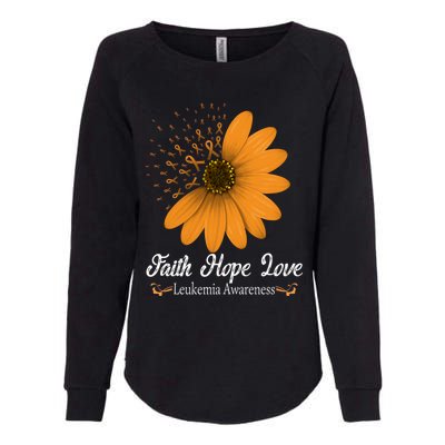 Leukemia Faith Hope Love Orange Ribbon Blood Cancer Support Cute Gift Womens California Wash Sweatshirt