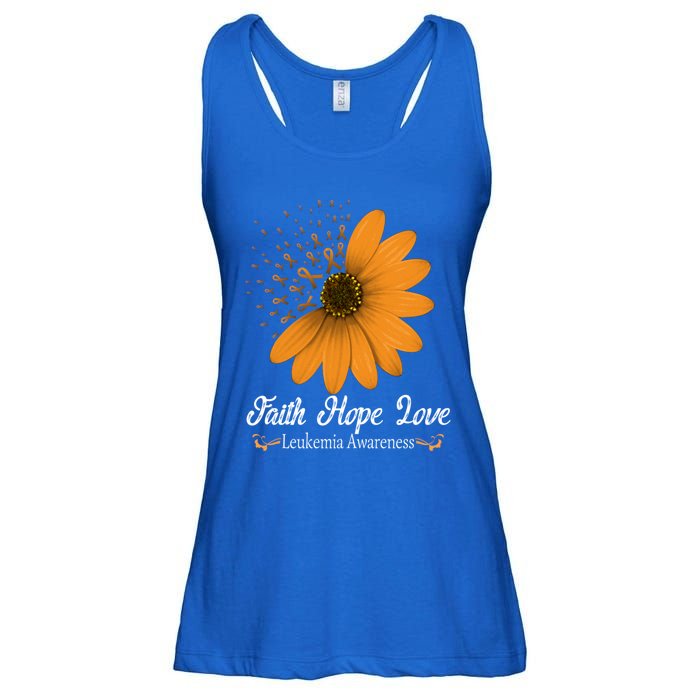 Leukemia Faith Hope Love Orange Ribbon Blood Cancer Support Cute Gift Ladies Essential Flowy Tank