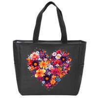 Lovely Flower Hearts Zip Tote Bag