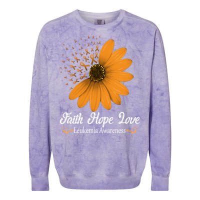 Leukemia Faith Hope Love Orange Ribbon Blood Cancer Support Gift Colorblast Crewneck Sweatshirt