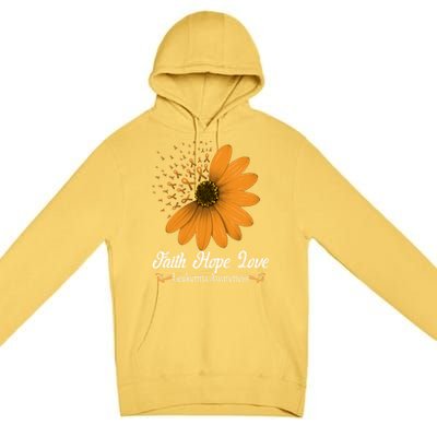 Leukemia Faith Hope Love Orange Ribbon Blood Cancer Support Gift Premium Pullover Hoodie