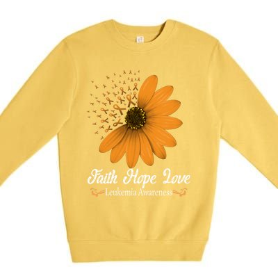 Leukemia Faith Hope Love Orange Ribbon Blood Cancer Support Gift Premium Crewneck Sweatshirt