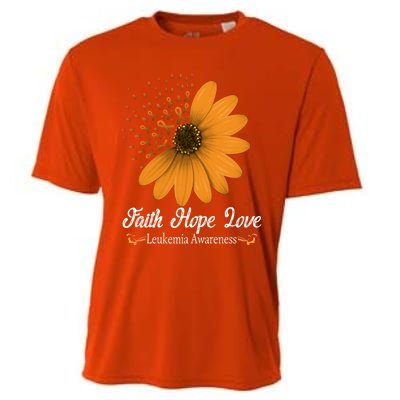 Leukemia Faith Hope Love Orange Ribbon Blood Cancer Support Gift Cooling Performance Crew T-Shirt