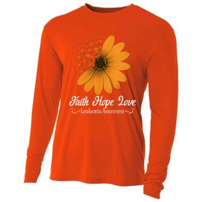 Leukemia Faith Hope Love Orange Ribbon Blood Cancer Support Gift Cooling Performance Long Sleeve Crew