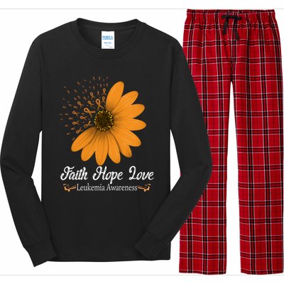 Leukemia Faith Hope Love Orange Ribbon Blood Cancer Support Gift Long Sleeve Pajama Set