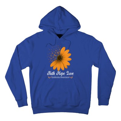 Leukemia Faith Hope Love Orange Ribbon Blood Cancer Support Gift Hoodie