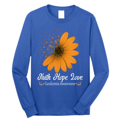 Leukemia Faith Hope Love Orange Ribbon Blood Cancer Support Gift Long Sleeve Shirt