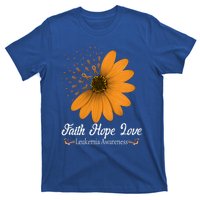 Leukemia Faith Hope Love Orange Ribbon Blood Cancer Support Gift T-Shirt