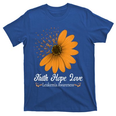 Leukemia Faith Hope Love Orange Ribbon Blood Cancer Support Gift T-Shirt