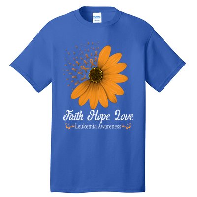 Leukemia Faith Hope Love Orange Ribbon Blood Cancer Support Gift Tall T-Shirt