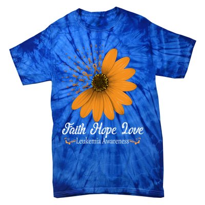 Leukemia Faith Hope Love Orange Ribbon Blood Cancer Support Gift Tie-Dye T-Shirt