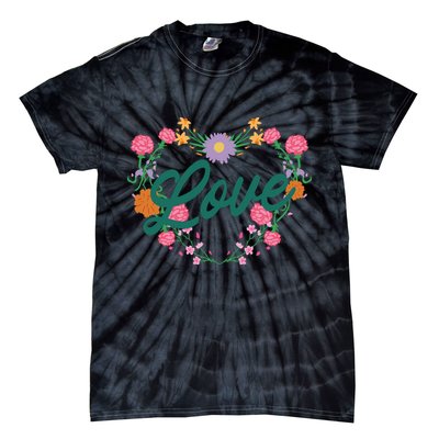Love Floral Heart Tie-Dye T-Shirt