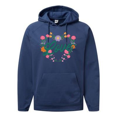 Love Floral Heart Performance Fleece Hoodie