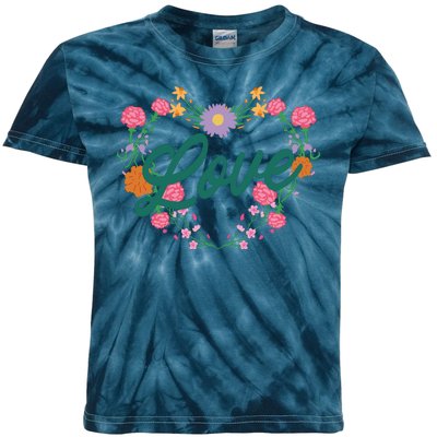 Love Floral Heart Kids Tie-Dye T-Shirt