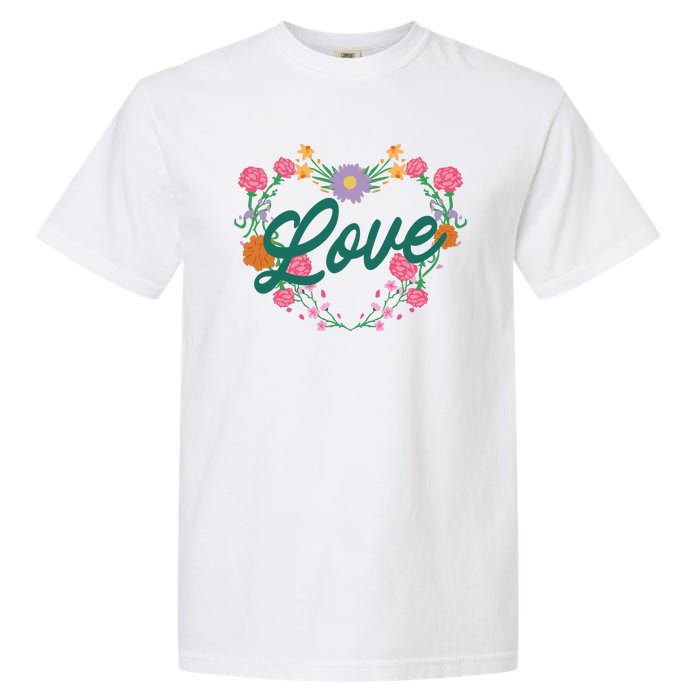 Love Floral Heart Garment-Dyed Heavyweight T-Shirt