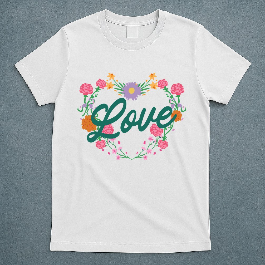 Love Floral Heart T-Shirt