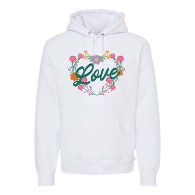 Love Floral Heart Premium Hoodie