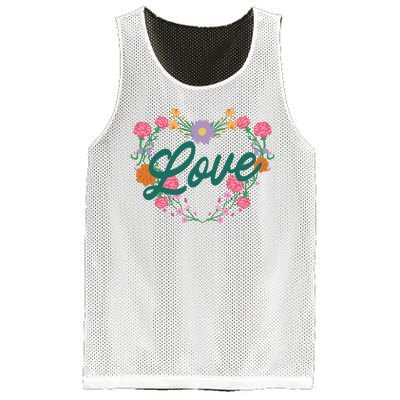 Love Floral Heart Mesh Reversible Basketball Jersey Tank