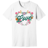 Love Floral Heart Premium T-Shirt