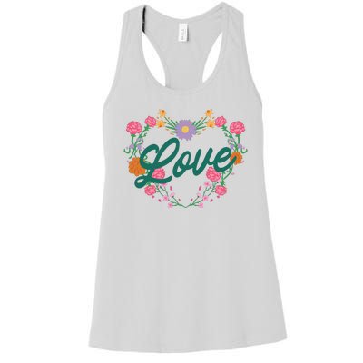 Love Floral Heart Women's Racerback Tank