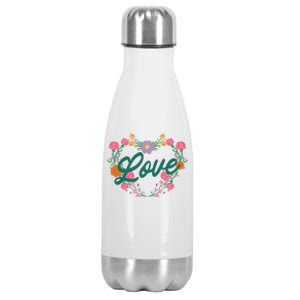 Love Floral Heart Stainless Steel Insulated Water Bottle