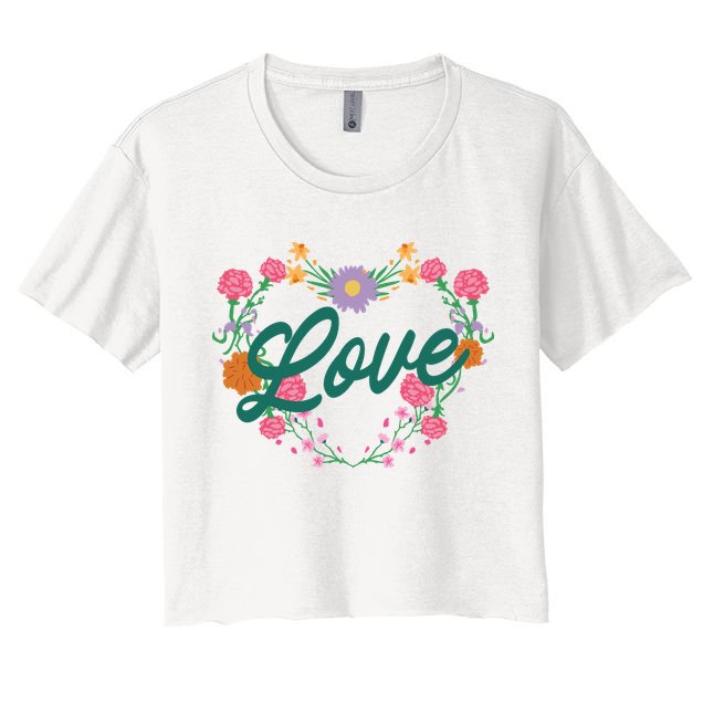 Love Floral Heart Crop Top