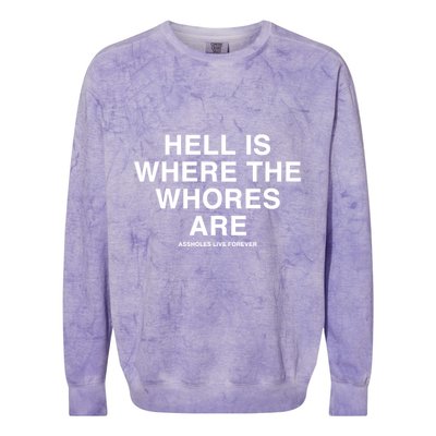 Linda Finegold Hell Is Where The Whores Are Colorblast Crewneck Sweatshirt