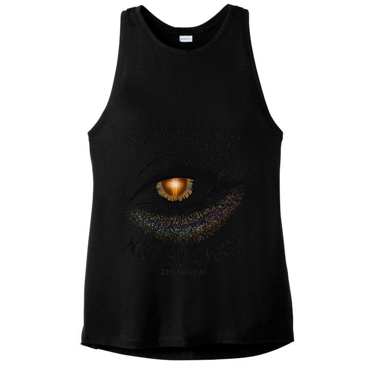 LGBTQ Faith Jesus Walk By Faith Not By Sight Angel Eye Ladies PosiCharge Tri-Blend Wicking Tank