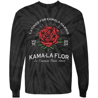 Latinos For Kamala Harris 2024 Vote Kama La Flor Le Temenos Tie-Dye Long Sleeve Shirt