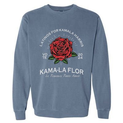 Latinos For Kamala Harris 2024 Vote Kama La Flor Le Temenos Garment-Dyed Sweatshirt