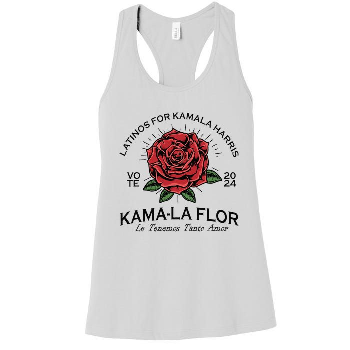 Latinos For Kamala Harris 2024 Vote Kama La Flor Le Temenos Women's Racerback Tank