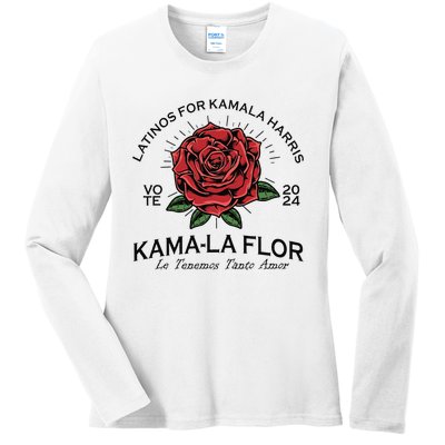 Latinos For Kamala Harris 2024 Vote Kama La Flor Le Temenos Ladies Long Sleeve Shirt