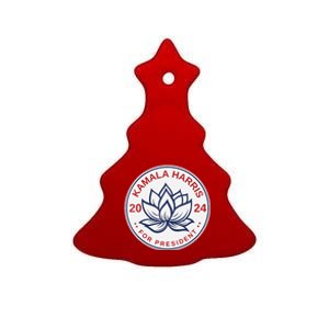 Lotus Flower Kamala Harris For President 2024 Ceramic Tree Ornament