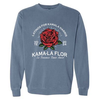 Latinos For Kamala Harris 2024 Vote Kama La Flor Le Temenos Garment-Dyed Sweatshirt