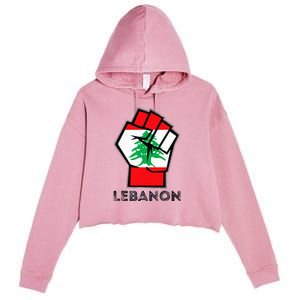 Lebanon Flag Lebanese Flag Fist Lebanese Patriotic Flag Crop Fleece Hoodie