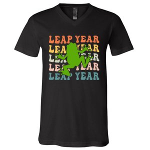 leap frog leap day 2024 V-Neck T-Shirt