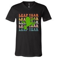 leap frog leap day 2024 V-Neck T-Shirt