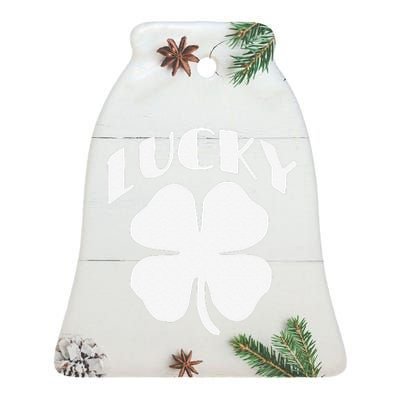 LUCKY Four Leaf Clover Saint Patrick's Day Special Edition Ceramic Bell Ornament