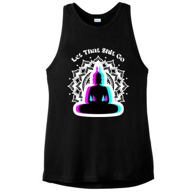 Lotus Flower Let That Shi!t Go Buddha Gift Ladies PosiCharge Tri-Blend Wicking Tank