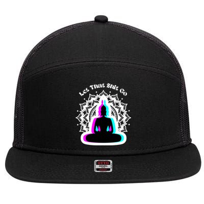 Lotus Flower Let That Shi!t Go Buddha Gift 7 Panel Mesh Trucker Snapback Hat