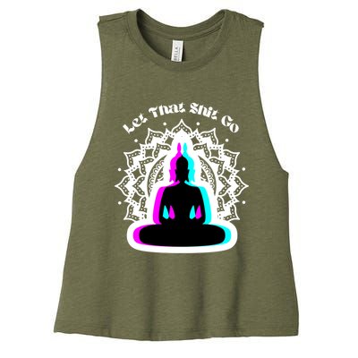 Lotus Flower Let That Shi!t Go Buddha Gift Women's Racerback Cropped Tank